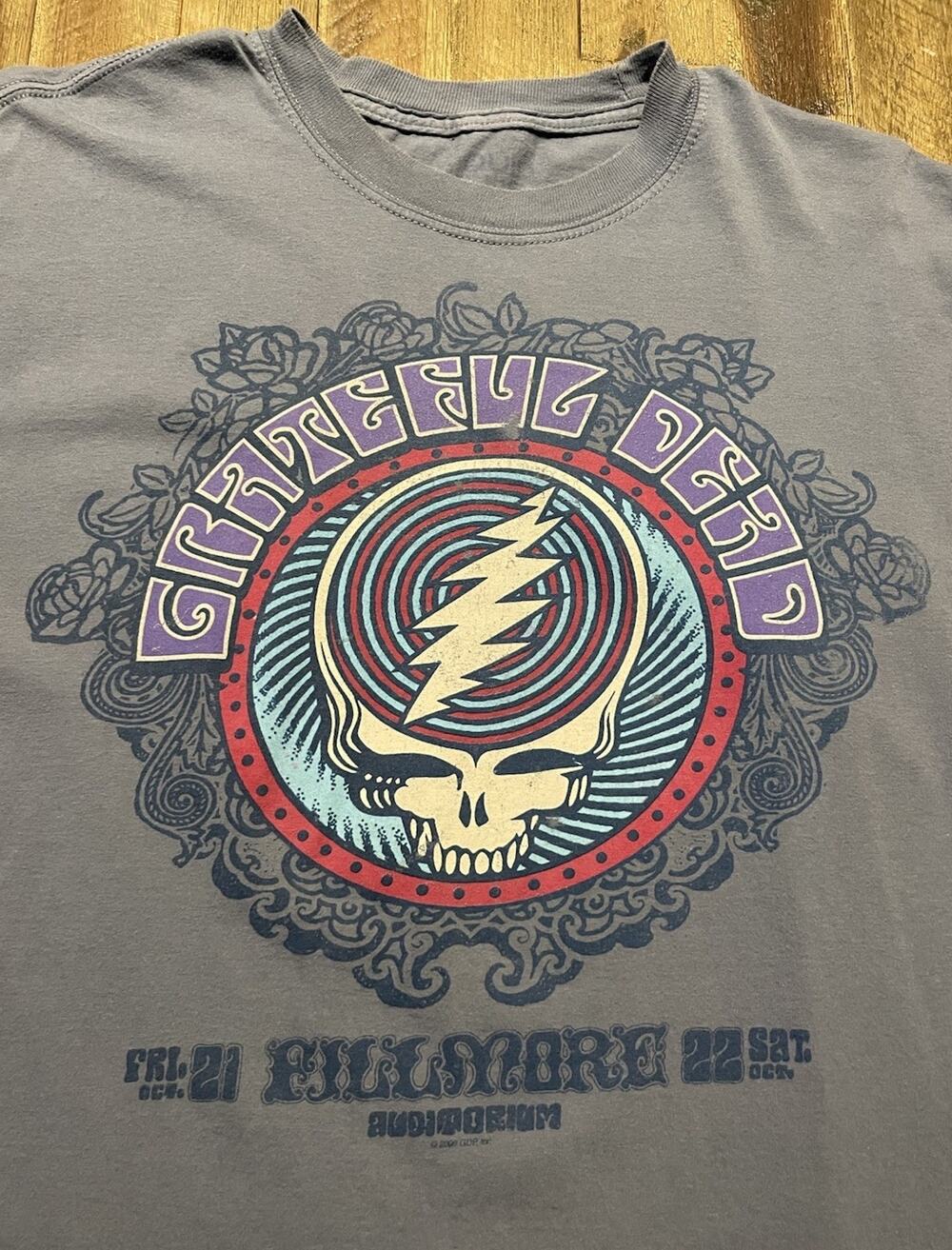 Grateful Dead Fillmore Auditorium T-Shirt 2009 Liquid Blue Graphic Tee (XL)